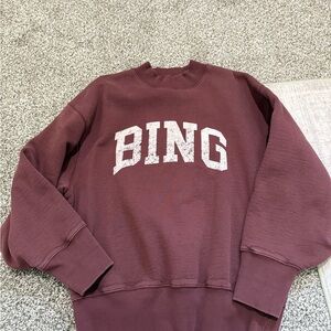 Anine Bing Burgundy Crew Neck Sweater